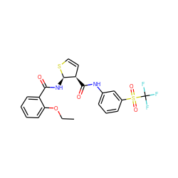 CCOc1ccccc1C(=O)N[C@H]1SC=C[C@H]1C(=O)Nc1cccc(S(=O)(=O)C(F)(F)F)c1 ZINC000653681794