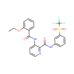 CCOc1ccccc1C(=O)Nc1cccnc1C(=O)Nc1cccc(S(=O)(=O)C(F)(F)F)c1 ZINC000199854133