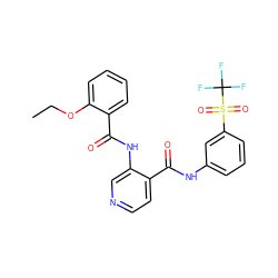 CCOc1ccccc1C(=O)Nc1cnccc1C(=O)Nc1cccc(S(=O)(=O)C(F)(F)F)c1 ZINC000199853169