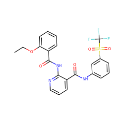 CCOc1ccccc1C(=O)Nc1ncccc1C(=O)Nc1cccc(S(=O)(=O)C(F)(F)F)c1 ZINC000199852607