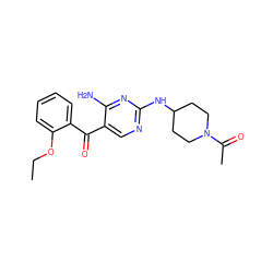 CCOc1ccccc1C(=O)c1cnc(NC2CCN(C(C)=O)CC2)nc1N ZINC000014950260