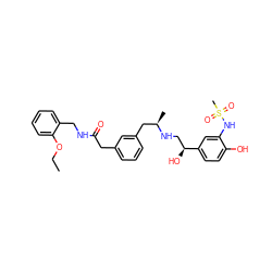 CCOc1ccccc1CNC(=O)Cc1cccc(C[C@@H](C)NC[C@H](O)c2ccc(O)c(NS(C)(=O)=O)c2)c1 ZINC000064564858