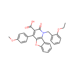 CCOc1ccccc1Cn1c(=O)c(C(=O)O)c(-c2ccc(OC)cc2)c2oc3ccccc3c21 ZINC000027657859