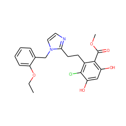 CCOc1ccccc1Cn1ccnc1CCc1c(Cl)c(O)cc(O)c1C(=O)OC ZINC000653916434