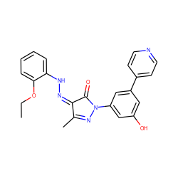 CCOc1ccccc1N/N=C1\C(=O)N(c2cc(O)cc(-c3ccncc3)c2)N=C1C ZINC000299863538