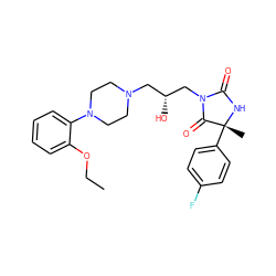 CCOc1ccccc1N1CCN(C[C@@H](O)CN2C(=O)N[C@](C)(c3ccc(F)cc3)C2=O)CC1 ZINC000653709089