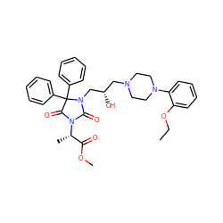 CCOc1ccccc1N1CCN(C[C@H](O)CN2C(=O)N([C@@H](C)C(=O)OC)C(=O)C2(c2ccccc2)c2ccccc2)CC1 ZINC000044307026