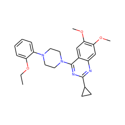 CCOc1ccccc1N1CCN(c2nc(C3CC3)nc3cc(OC)c(OC)cc23)CC1 ZINC000096284509