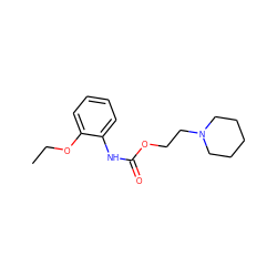 CCOc1ccccc1NC(=O)OCCN1CCCCC1 ZINC000002002617