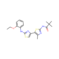 CCOc1ccccc1Nc1nc(-c2sc(NC(=O)C(C)(C)C)nc2C)cs1 ZINC000029051463