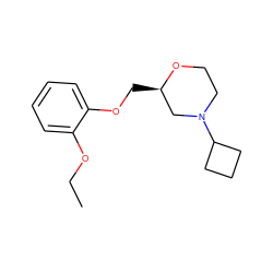 CCOc1ccccc1OC[C@@H]1CN(C2CCC2)CCO1 ZINC000040974031