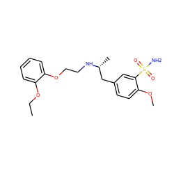 CCOc1ccccc1OCCN[C@H](C)Cc1ccc(OC)c(S(N)(=O)=O)c1 ZINC000001530694