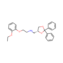 CCOc1ccccc1OCCNC[C@@H]1COC(c2ccccc2)(c2ccccc2)O1 ZINC000049016980