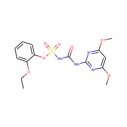 CCOc1ccccc1OS(=O)(=O)NC(=O)Nc1nc(OC)cc(OC)n1 ZINC000002386963