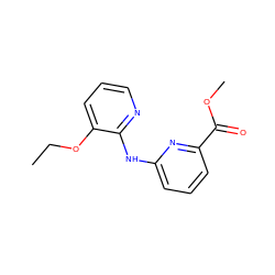 CCOc1cccnc1Nc1cccc(C(=O)OC)n1 ZINC000028526066