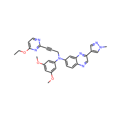 CCOc1ccnc(C#CCN(c2cc(OC)cc(OC)c2)c2ccc3ncc(-c4cnn(C)c4)nc3c2)n1 ZINC000219381809