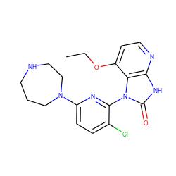 CCOc1ccnc2[nH]c(=O)n(-c3nc(N4CCCNCC4)ccc3Cl)c12 ZINC001772614060