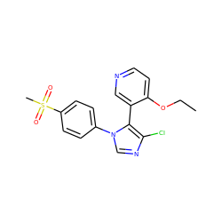 CCOc1ccncc1-c1c(Cl)ncn1-c1ccc(S(C)(=O)=O)cc1 ZINC000027103756