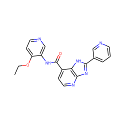 CCOc1ccncc1NC(=O)c1ccnc2nc(-c3cccnc3)[nH]c12 ZINC000084759403