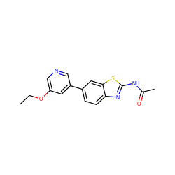 CCOc1cncc(-c2ccc3nc(NC(C)=O)sc3c2)c1 ZINC000219242205