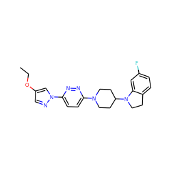 CCOc1cnn(-c2ccc(N3CCC(N4CCc5ccc(F)cc54)CC3)nn2)c1 ZINC000103242936