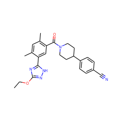 CCOc1n[nH]c(-c2cc(C(=O)N3CCC(c4ccc(C#N)cc4)CC3)c(C)cc2C)n1 ZINC000203757628