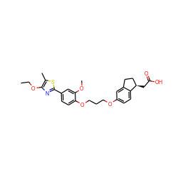 CCOc1nc(-c2ccc(OCCCOc3ccc4c(c3)CC[C@H]4CC(=O)O)c(OC)c2)sc1C ZINC000014977216