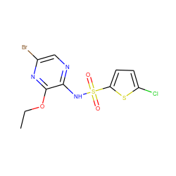 CCOc1nc(Br)cnc1NS(=O)(=O)c1ccc(Cl)s1 ZINC000136527463