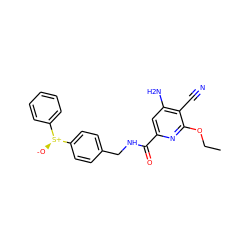 CCOc1nc(C(=O)NCc2ccc([S@@+]([O-])c3ccccc3)cc2)cc(N)c1C#N ZINC000028888128