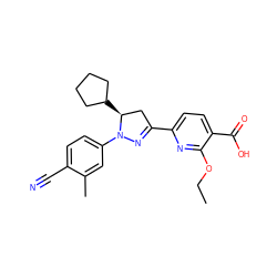 CCOc1nc(C2=NN(c3ccc(C#N)c(C)c3)[C@@H](C3CCCC3)C2)ccc1C(=O)O ZINC000113801070