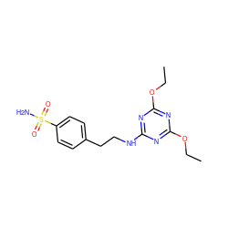 CCOc1nc(NCCc2ccc(S(N)(=O)=O)cc2)nc(OCC)n1 ZINC000028384250