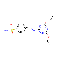 CCOc1nc(NCc2ccc(S(N)(=O)=O)cc2)nc(OCC)n1 ZINC000028388581