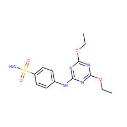 CCOc1nc(Nc2ccc(S(N)(=O)=O)cc2)nc(OCC)n1 ZINC000028377363