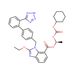 CCOc1nc2cccc(C(=O)O[C@H](C)OC(=O)OC3CCCCC3)c2n1Cc1ccc(-c2ccccc2-c2nn[nH]n2)cc1 ZINC000004074875