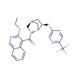 CCOc1ncc2ccccc2c1C(=O)N1C[C@H]2C[C@@H](Oc3cnc(C(F)(F)F)cn3)[C@H]1C2 ZINC000218511377