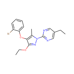 CCOc1nn(-c2ncc(CC)cn2)c(C)c1Oc1ccccc1Br ZINC000299868869