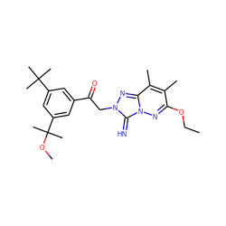 CCOc1nn2c(=N)n(CC(=O)c3cc(C(C)(C)C)cc(C(C)(C)OC)c3)nc2c(C)c1C ZINC000115496974