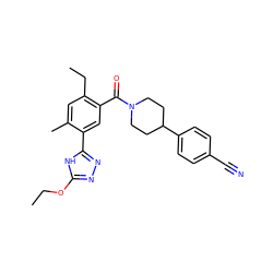 CCOc1nnc(-c2cc(C(=O)N3CCC(c4ccc(C#N)cc4)CC3)c(CC)cc2C)[nH]1 ZINC000150303108