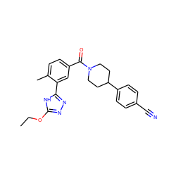 CCOc1nnc(-c2cc(C(=O)N3CCC(c4ccc(C#N)cc4)CC3)ccc2C)[nH]1 ZINC000150239981