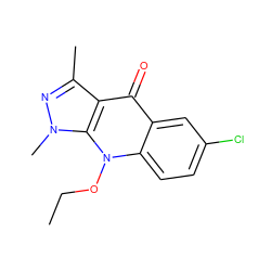 CCOn1c2ccc(Cl)cc2c(=O)c2c(C)nn(C)c21 ZINC000014959842