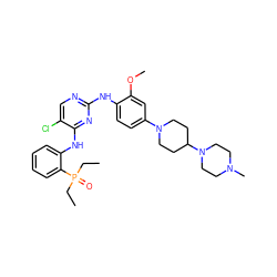 CCP(=O)(CC)c1ccccc1Nc1nc(Nc2ccc(N3CCC(N4CCN(C)CC4)CC3)cc2OC)ncc1Cl ZINC000148734657