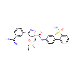 CCS(=O)(=O)C[C@@]1(C(=O)Nc2ccc(-c3ccccc3S(N)(=O)=O)cc2)CC(c2cccc(C(=N)N)c2)=NO1 ZINC000026661949