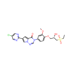 CCS(=O)(=O)C[C@@H](O)COc1ccc(-n2cnn3cc(-c4ncc(Cl)cn4)cc3c2=O)cc1OC ZINC000140534267