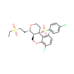 CCS(=O)(=O)CC[C@@H]1OCC[C@@]2(S(=O)(=O)c3ccc(Cl)cc3)c3c(F)ccc(F)c3OC[C@@H]12 ZINC000095578481