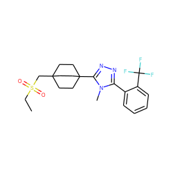 CCS(=O)(=O)CC12CCC(c3nnc(-c4ccccc4C(F)(F)F)n3C)(CC1)CC2 ZINC000071316756