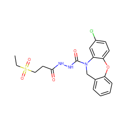 CCS(=O)(=O)CCC(=O)NNC(=O)N1Cc2ccccc2Oc2ccc(Cl)cc21 ZINC000013746346