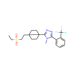 CCS(=O)(=O)CCC12CCC(c3nnc(-c4ccccc4C(F)(F)F)n3C)(CC1)CC2 ZINC000043128373