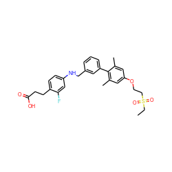 CCS(=O)(=O)CCOc1cc(C)c(-c2cccc(CNc3ccc(CCC(=O)O)c(F)c3)c2)c(C)c1 ZINC000084670158