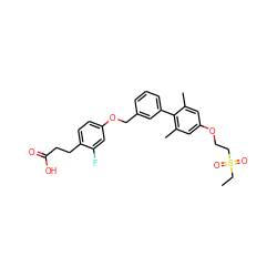 CCS(=O)(=O)CCOc1cc(C)c(-c2cccc(COc3ccc(CCC(=O)O)c(F)c3)c2)c(C)c1 ZINC000084759543