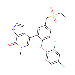 CCS(=O)(=O)Cc1ccc(Oc2ccc(F)cc2F)c(-c2cn(C)c(=O)c3[nH]ccc23)c1 ZINC000146373122